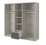 2,1 Meter hoher Kleiderschrank / Drehtürenschrank | Grau / Weiß | Jolais 02 Spiegel | 210 x 231 x 57 cm | 10 Fächer | 6 Schubladen | 4 Türen | 2-farbig