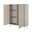 Kommode | Beige | 2 Drehtüren | 6 Fächer | 113 x 38 x 134 cm | Griffe & Beine: Metall | ABS-Kanten | modernes Lamellen Design | Highboard