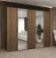 Kleiderschrank / Drehtürenschrank | Farbe: Walnuss | 2,5 Meter breit | drei Kleiderstangen | Soft-Close | zwei Spiegeltüren | Griffe: Schwarz | drei Fächer