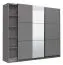 Schiebetürenschrank / Kleiderschrank Kule 10, Farbe: Graphitgrau, Spiegel, ABS-Kanten, zwei Kleiderstangen, 10 Fächer, Maße: 210 x 236,5 x 62,5 cm
