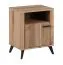 Nachtkommode mit gerillter Front, 66 x 54 x 40 cm, in Eiche, mit 1 Tür und 2 Fächern, eleganter länglicher Griff, schwarze Beine