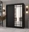 Schiebetürenschrank | Schwarz Matt | dekorative Spiegeltür | 150 x 62 x 200 cm | 5 Fächer | 2 Kleiderstangen | Schiebetürenschrank | Elegante Ausführung