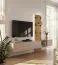 Wohnwand | inkl. Integrierter LED-Beleuchtung | Farbe: Clay Grau / Eiche Coast Evoke | Push-to-open Funktion | 220 x 40 x 160 cm | geriffelte Front | langes TV-Board