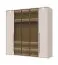 Kleiderschrank mit drei Glastüren inkl. LED-Rahmen und Innenbeleuchtung Neiafu 71, Farbe: Kaschmir, Soft-Close-Funktion, Maße: 224 x 227 x 56 cm