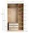 Falttür / Kleiderschrank | Farbe: Eiche | 2 Türen | Griffe: Schwarz | inkl. LED-Beleuchtung mit Bewegungssenor | 140 x 60 x 240 cm | 8 Fächer