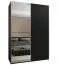 Kleiderschrank / Schiebetürenschrank | 11 Fächer | 245,5 x 170 x 64 cm | 2 Schiebetüren | 2 Kleiderstangen | Spiegel | Farbe: Schwarz | Soft-Close