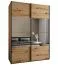 Kleiderschrank / Schiebetürenschrank | 11 Fächer | 245,5 x 180 x 64 cm | Spiegel | Soft-Close | 2 Kleiderstangen | 2 Schiebetüren | Farbe: Eiche Artisan