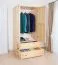 Kleiderschrank Holz natur 010 - Abmessung 190 x 90 x 60 cm (H x B x T)