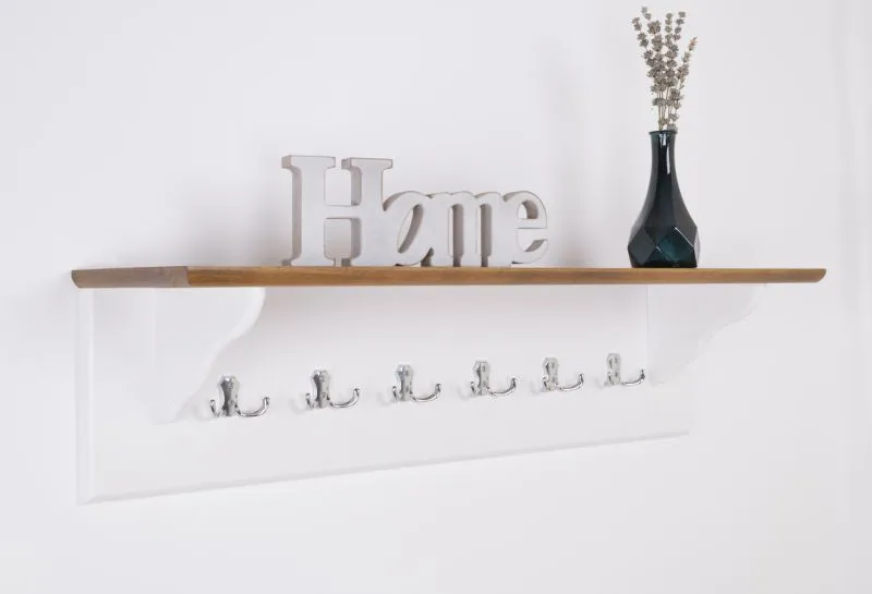 Garderobe Kiefer Vollholz massiv weiß / braun Lagopus 01 – Abmessungen: 25 x 100 x 25 (H x B x T)