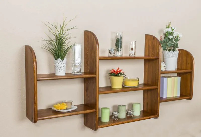 Regal - 150 cm breit, Kiefer Holz-Massiv, Farbe: Eiche Abbildung