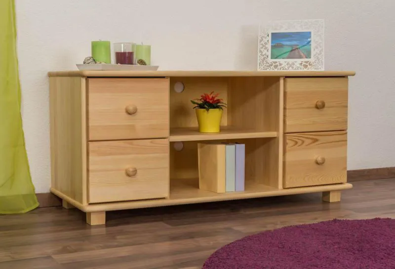 TV-Lowboard Landhausstil Massivholz Farbe: Natur 55x118x47 cm  Abbildung