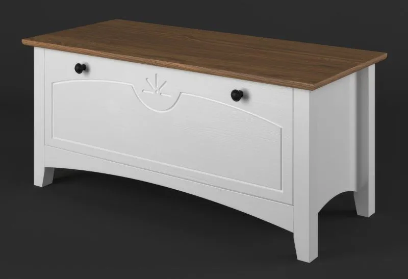 Truhe Kiefer Vollholz massiv weiß / braun Lagopus 36 - Abmessungen: 45 x 100 x 45 cm (H x B x T)