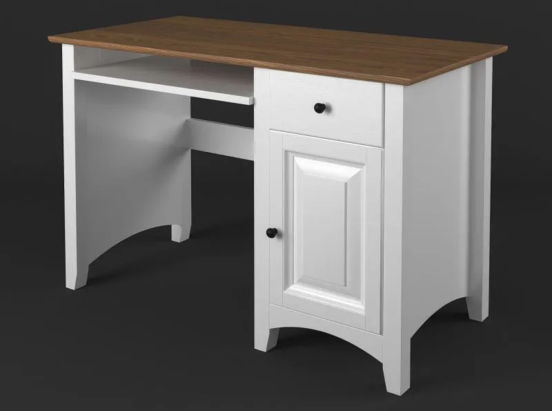 Schreibtisch Kiefer Vollholz massiv weiß / braun Lagopus 40 - Abmessungen: 75 x 110 x 60 cm (H x B x T)