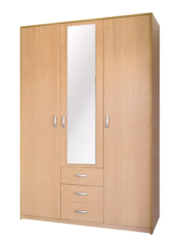 Drehtürenschrank / Kleiderschrank Sepatan 05, Farbe: Erle - Abmessungen: 210 x 140 x 55 cm (H x B x T)