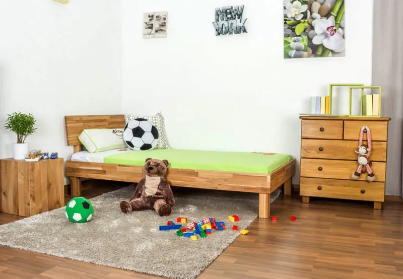 Eiche Bettgestell 100 x 200 cm geölt Abbildung