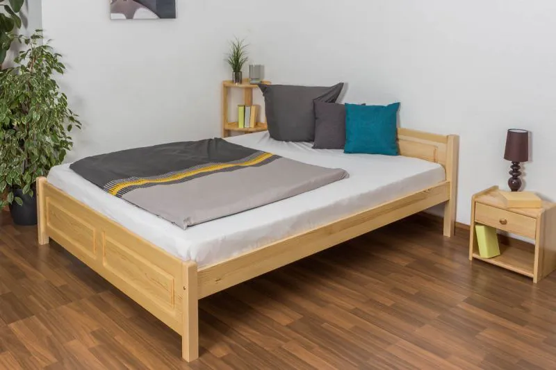 Doppelbett / Gästebett Kiefer massiv Vollholz natur 77, inkl. Lattenrost - Abmessung 160 x 200 cm (B x L)
