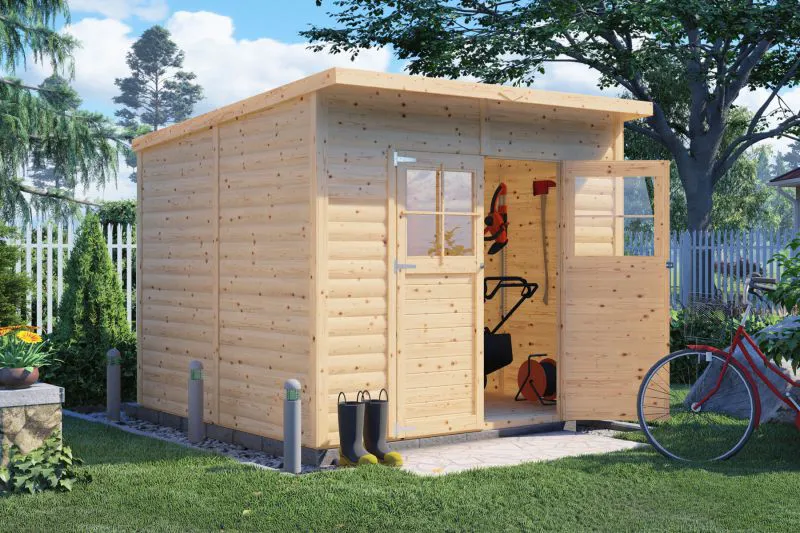Gartenhaus Mainz 04 inkl. Fußboden, Naturbelassen - 19 mm Elementgartenhaus, Nutzfläche: 5,80 m²