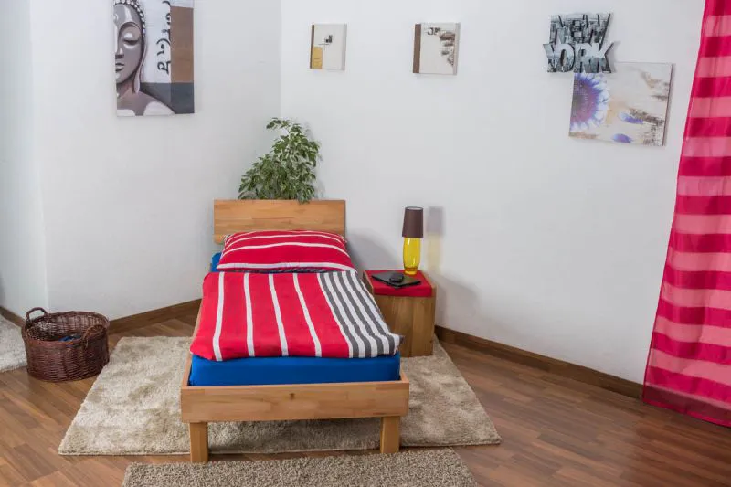 Jugendbett Wooden Nature 02 Kernbuche massiv geölt - Liegefläche 90 x 200 cm (B x L)