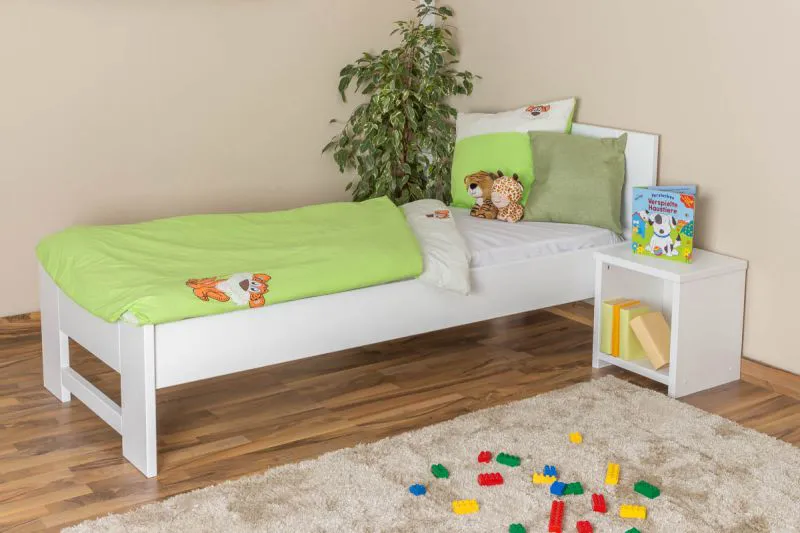 Kinderbett / Jugendbett Buche massiv Vollholz weiß lackiert 111, inkl. Lattenrost - Abmessung 80 x 200 cm