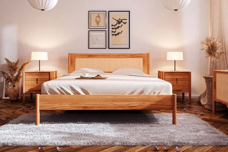 Buche-Bett massiv | 160 x 200 cm | Kernbuche | Geölt | Natur Abbildung