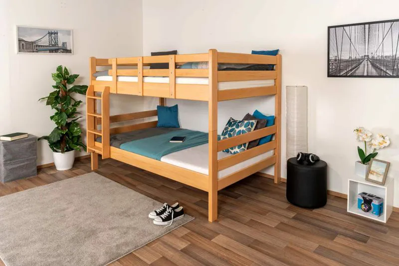 Etagenbett für Jugendliche 120 x 200 cm | Massivholz: Buche | Natur Lackiert | umbaubar in 2 Einzelbetten | inkl. Rollroste Abbildung