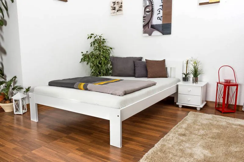 Bettrahmen für Kinder / Kinderbett 140 x 200 cm | Massivholz: Kiefer | Weiß Lackiert Abbildung