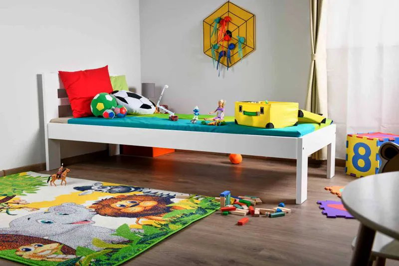 Bettrahmen für Kinder / Kinderbett 80 x 200 cm | Massivholz: Kiefer | Weiß Lackiert Abbildung
