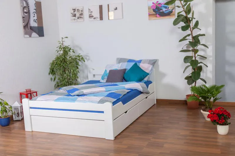 Stauraumbett Buche 140 x 200 cm Weiß Abbildung