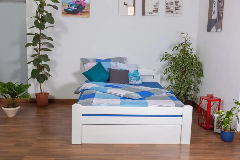 Bett Buche massiv 140 x 200 cm Weiß Abbildung