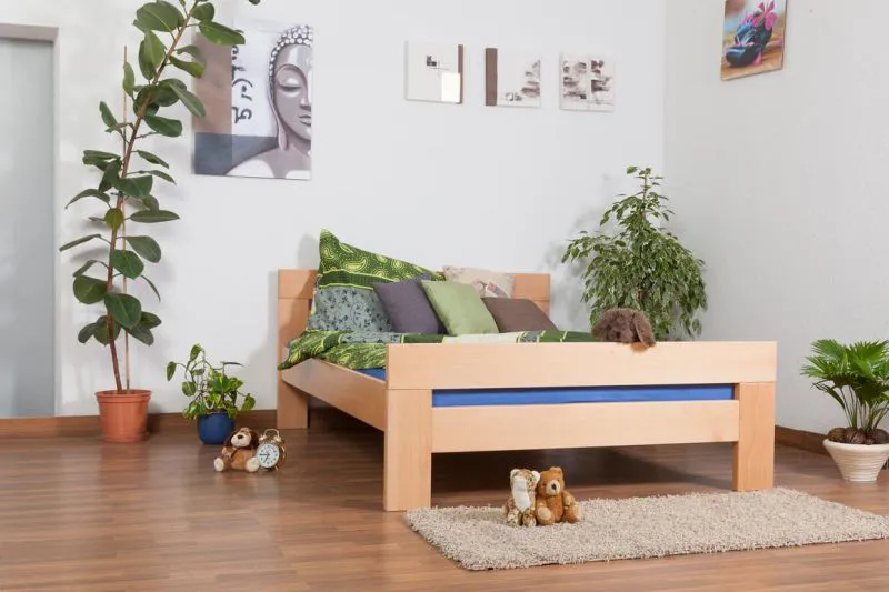 Bett Buche massiv 140 x 200 cm Natur Abbildung