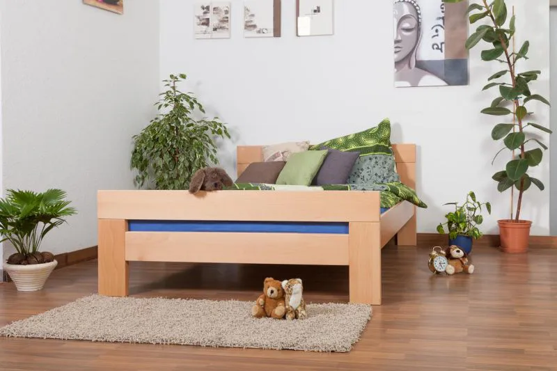 Holzbett 140 x 200 cm Buche massiv Natur Abbildung
