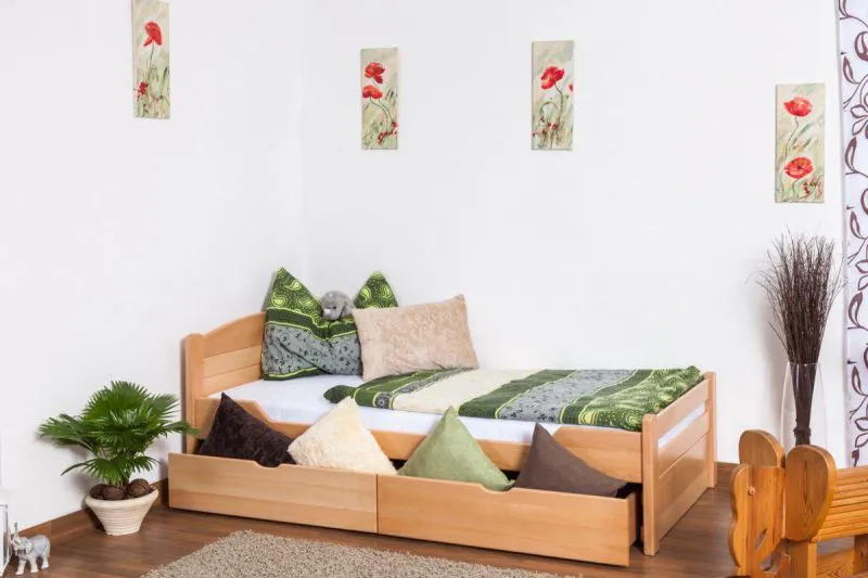 Buche Schubladenbett Bettgestell 90 x 200 cm Natur Abbildung