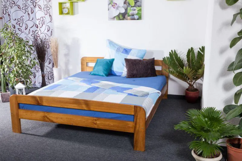 Massivholz Bettgestell Kiefer 160 x 200 cm Braun Abbildung