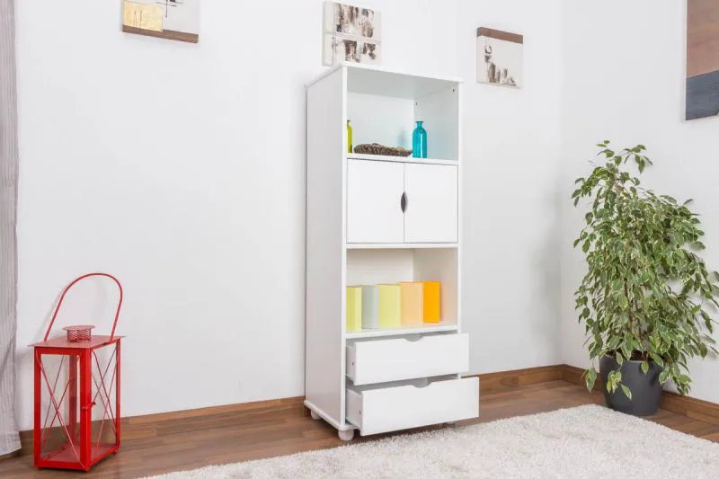 Standregal, 60 cm breit, Kiefer Holz-Massiv, Farbe: Weiß Abbildung