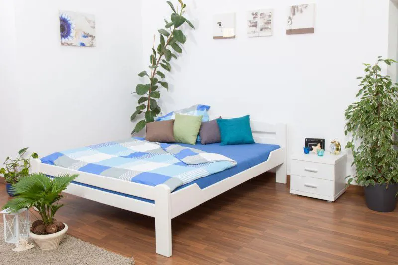 Weißes Buche Holzbett 180 x 200 cm Weiß Abbildung