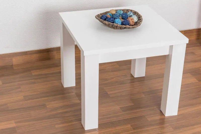 Wohnzimmertisch Kiefer massiv Weiß 50x60x60 cm, Massivholz-Couchtisch aus Holz Abbildung