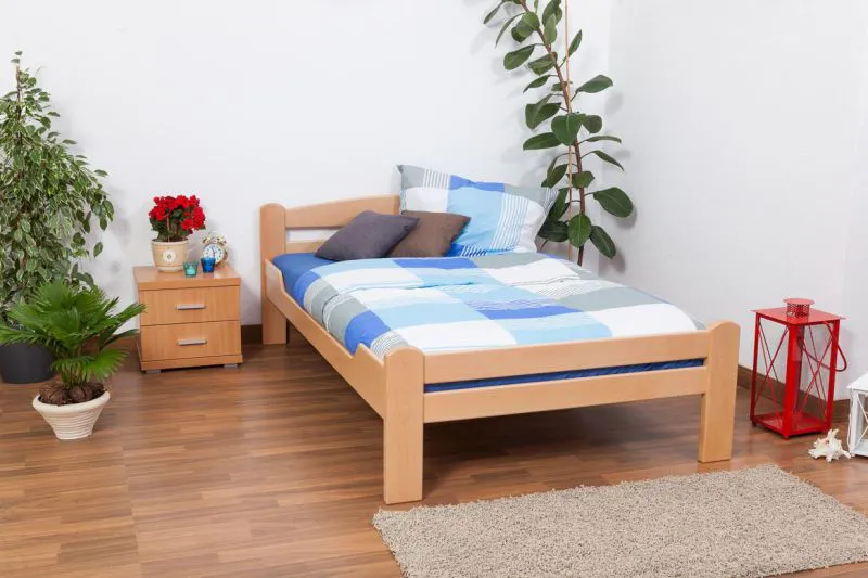 Massivholz Bettgestell Buche 120 x 200 cm Natur Abbildung