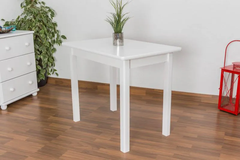 Küchentisch 60x90 cm Kiefer massiv, Farbe: Weiß Abbildung