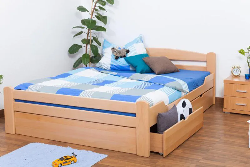 Massivholz Bettgestell Buche 160 x 200 cm Natur Abbildung