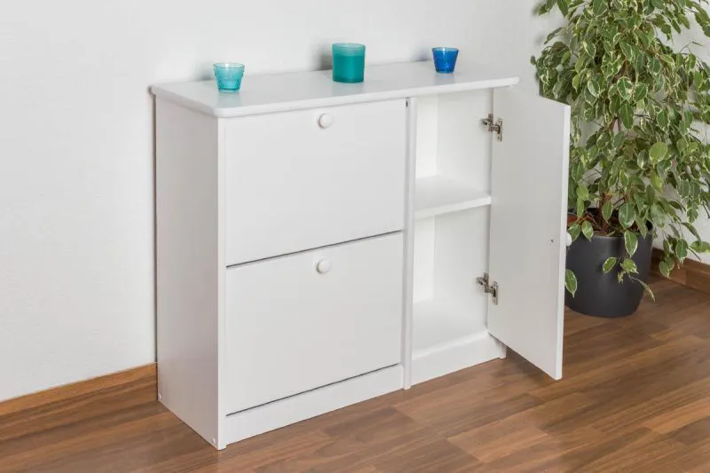 Massivholz-Schuhschrank, Farbe: Weiß 80x90x30 cm Abbildung
