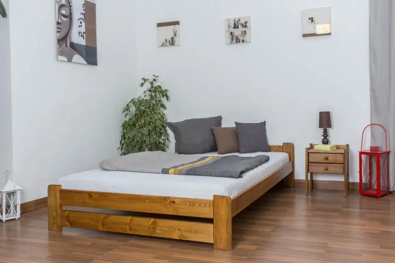 Bett Kiefer massiv 140 x 200 cm Natur Abbildung