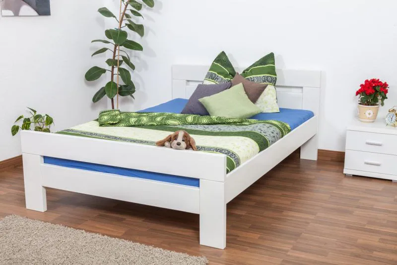 Weißes Buche Bett 140 x 200 cm Weiß massiv Abbildung