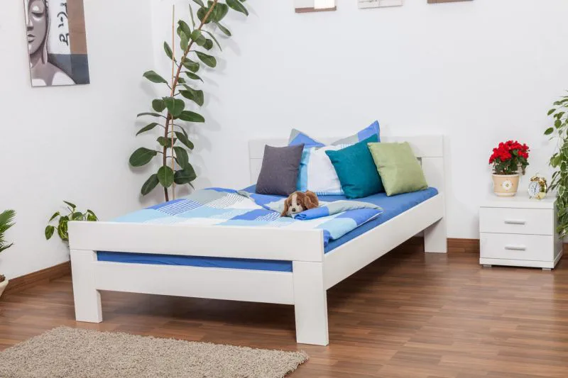 Massivholzbett Buche 140 x 200 cm Weiß Abbildung