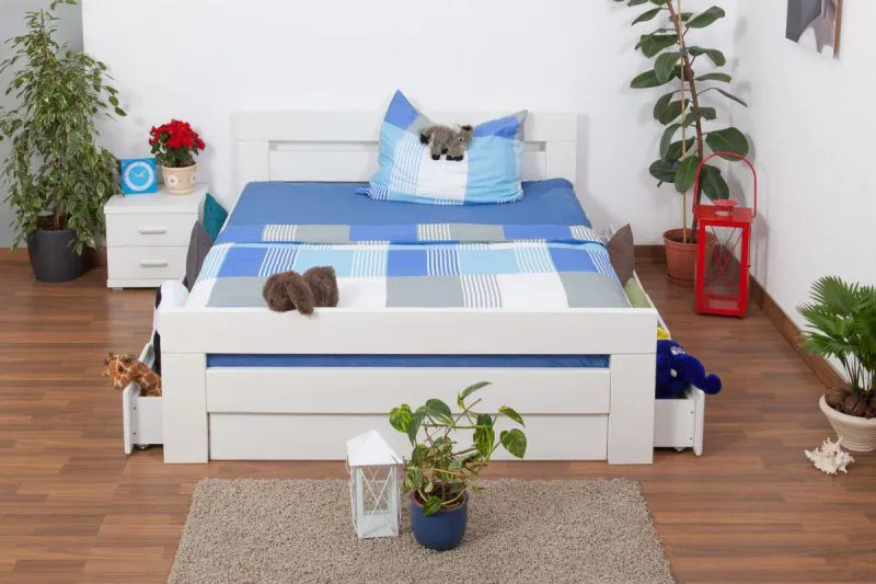 Bett 160 x 200 cm Buche massiv Weiß Abbildung