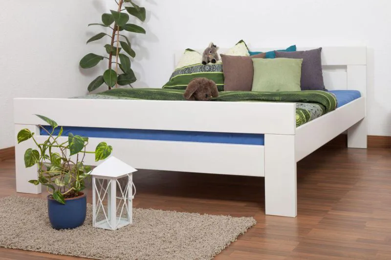 Massivholz Bettgestell Buche 160 x 200 cm Weiß Abbildung