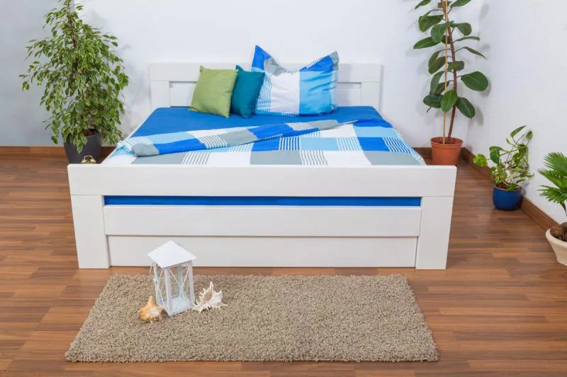 Weißes Buche Bett 180 x 200 cm Weiß massiv Abbildung