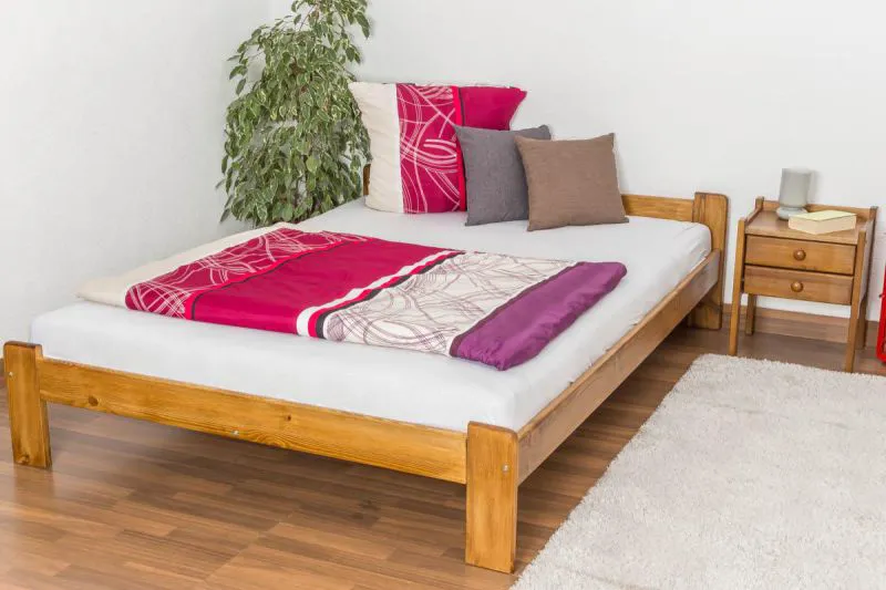 Massivholz Bettgestell Kiefer 140 x 200 cm Eiche Abbildung