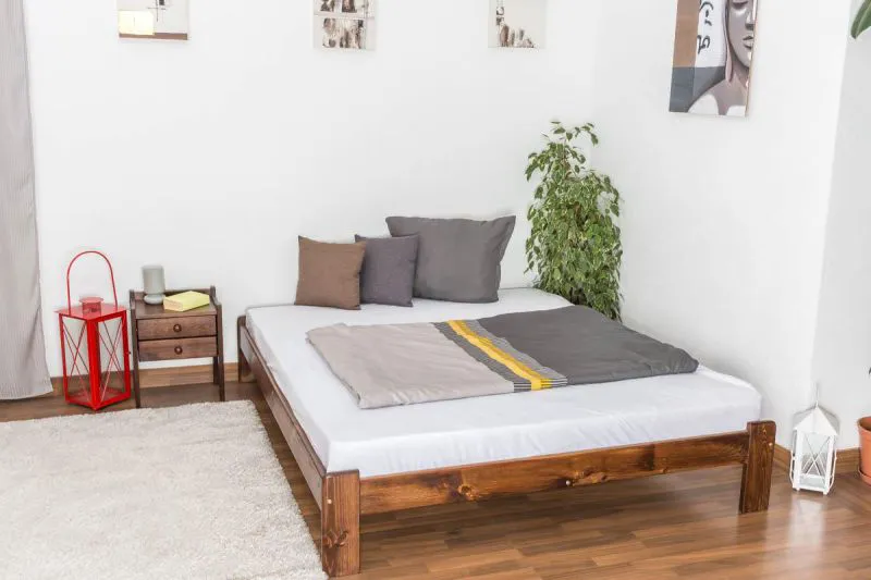 Bett 160 x 200 cm Kiefer Nuss Abbildung