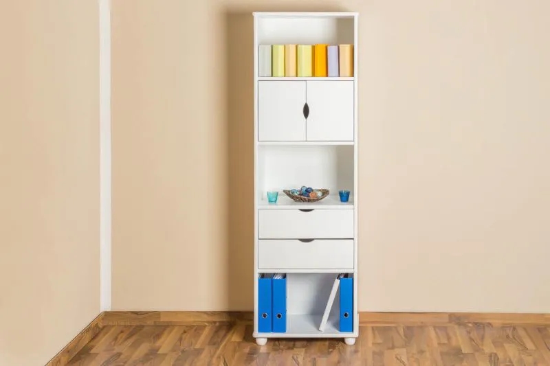 Standregal, 60 cm breit, Kiefer Holz-Massiv, Farbe: Weiß Abbildung
