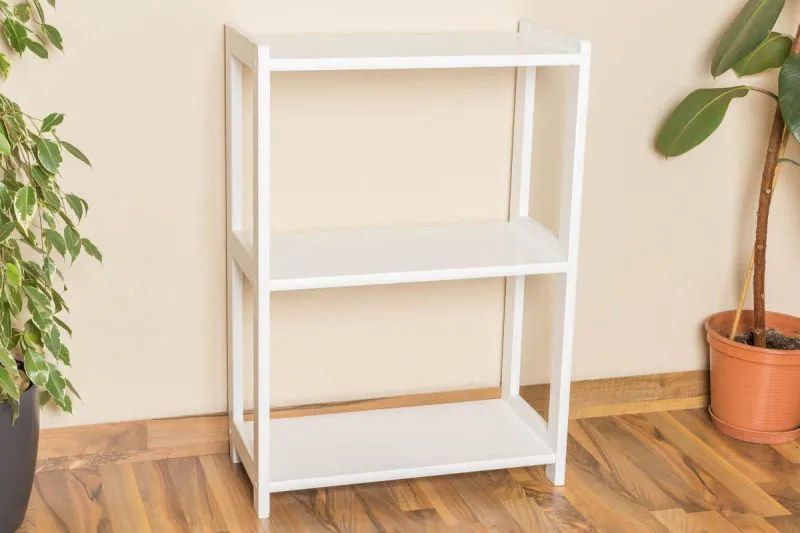 Standregal, 60 cm breit, Kiefer Holz-Massiv, Farbe: Weiß Abbildung